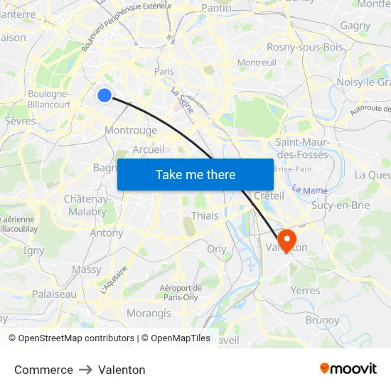 Commerce to Valenton map