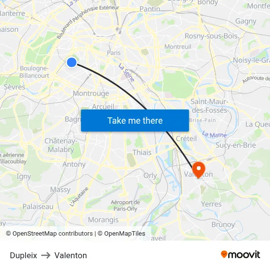 Dupleix to Valenton map