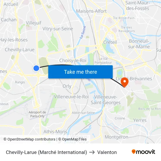 Chevilly-Larue (Marché International) to Valenton map