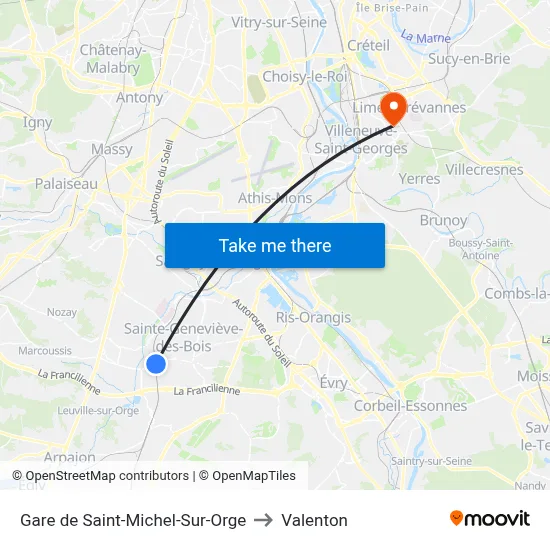 Gare de Saint-Michel-Sur-Orge to Valenton map