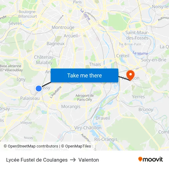 Lycée Fustel de Coulanges to Valenton map