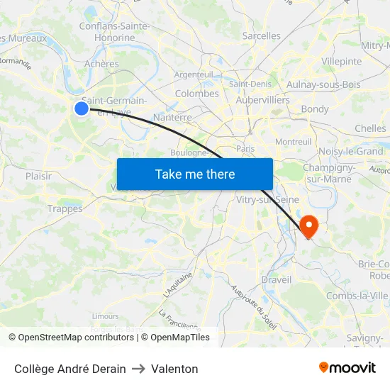 Collège André Derain to Valenton map