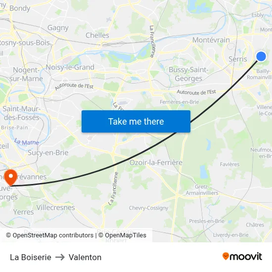 La Boiserie to Valenton map