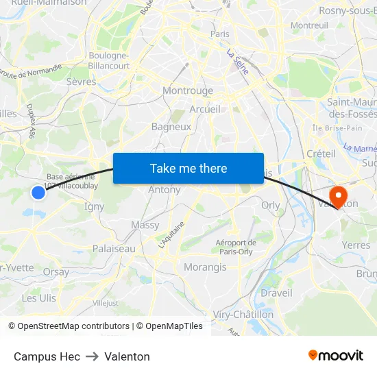 Campus Hec to Valenton map