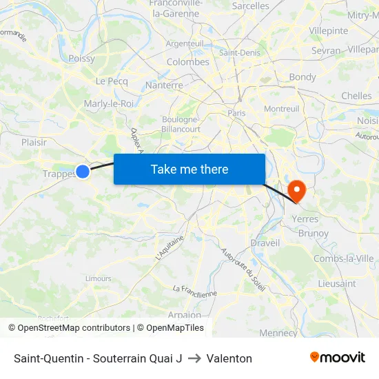 Saint-Quentin - Souterrain Quai J to Valenton map