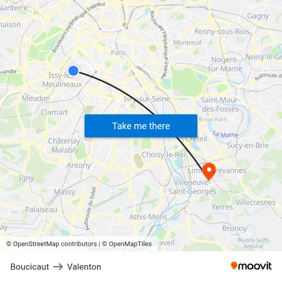 Boucicaut to Valenton map