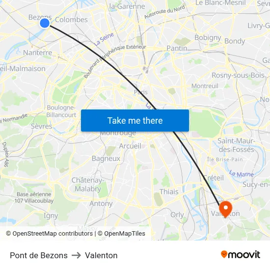 Pont de Bezons to Valenton map