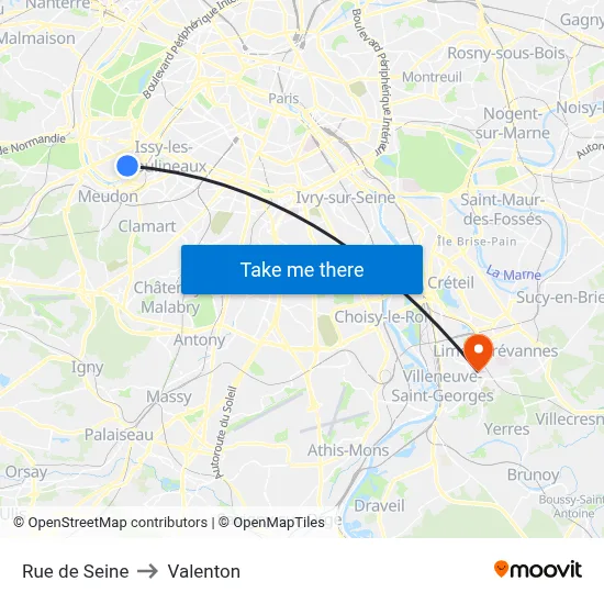 Rue de Seine to Valenton map