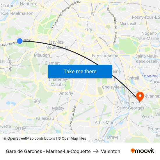Gare de Garches - Marnes-La-Coquette to Valenton map