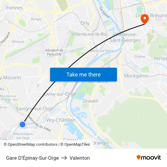 Gare D'Épinay-Sur-Orge to Valenton map