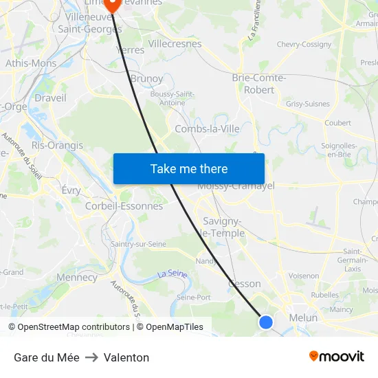 Gare du Mée to Valenton map