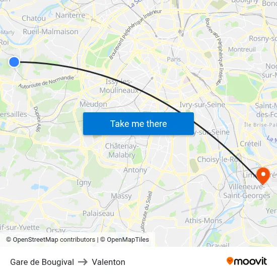 Gare de Bougival to Valenton map
