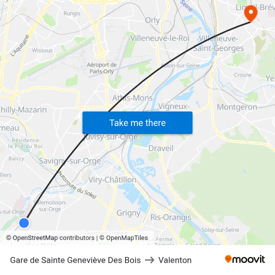 Gare de Sainte Geneviève Des Bois to Valenton map
