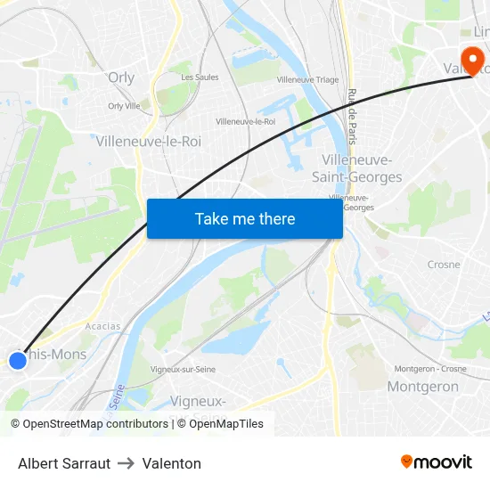 Albert Sarraut to Valenton map
