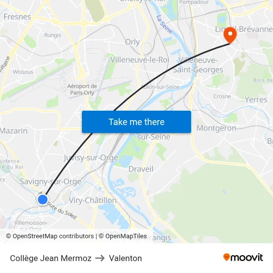 Collège Jean Mermoz to Valenton map