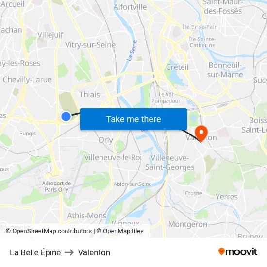 La Belle Épine to Valenton map
