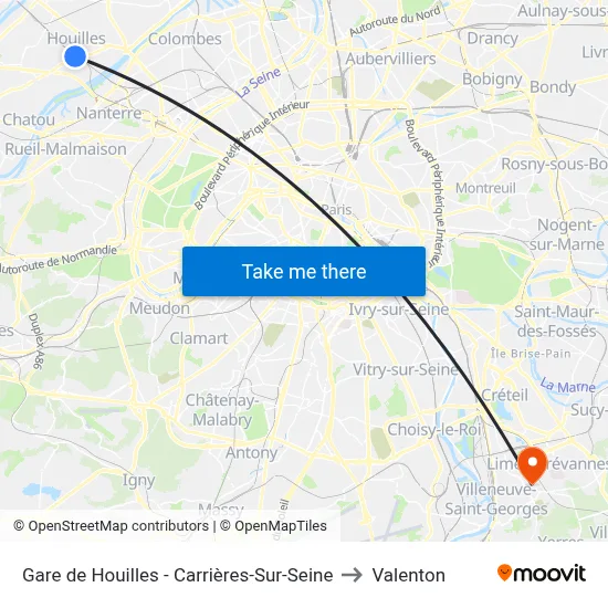 Gare de Houilles - Carrières-Sur-Seine to Valenton map