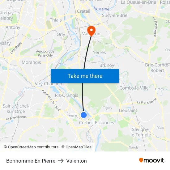 Bonhomme En Pierre to Valenton map