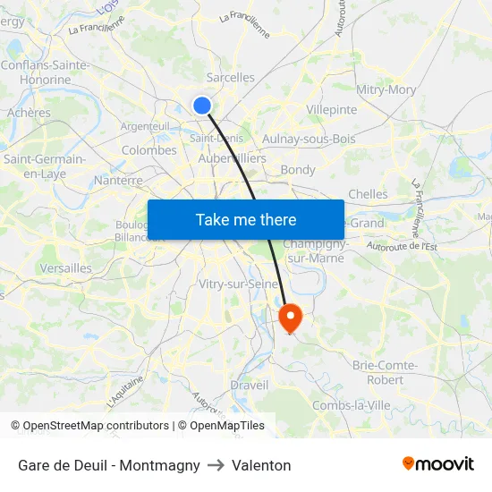 Gare de Deuil - Montmagny to Valenton map