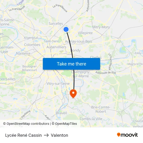 Lycée René Cassin to Valenton map