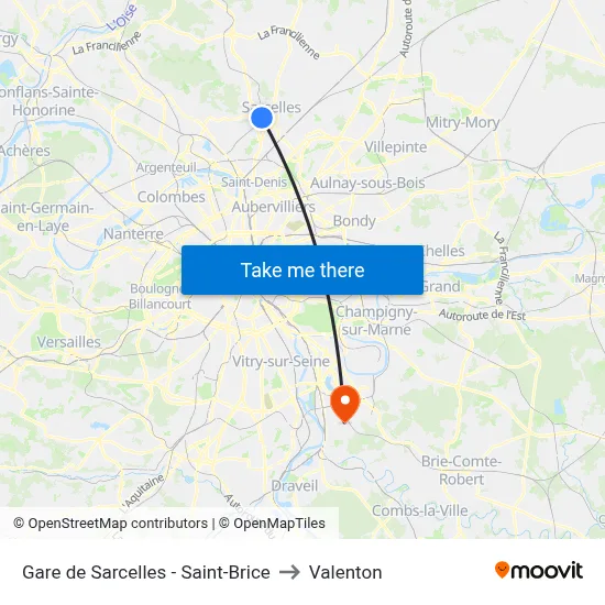 Gare de Sarcelles - Saint-Brice to Valenton map