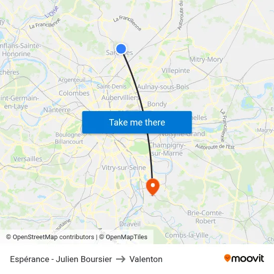 Espérance - Julien Boursier to Valenton map