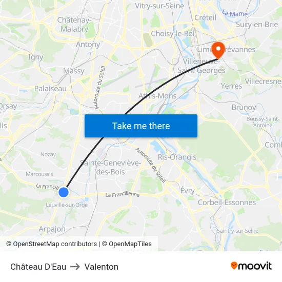 Château D'Eau to Valenton map