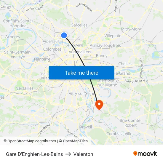 Gare D'Enghien-Les-Bains to Valenton map