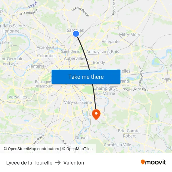Lycée de la Tourelle to Valenton map