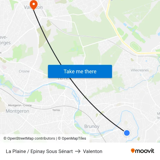 La Plaine / Epinay Sous Sénart to Valenton map