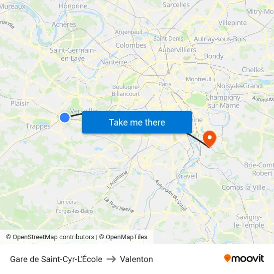Gare de Saint-Cyr-L'École to Valenton map