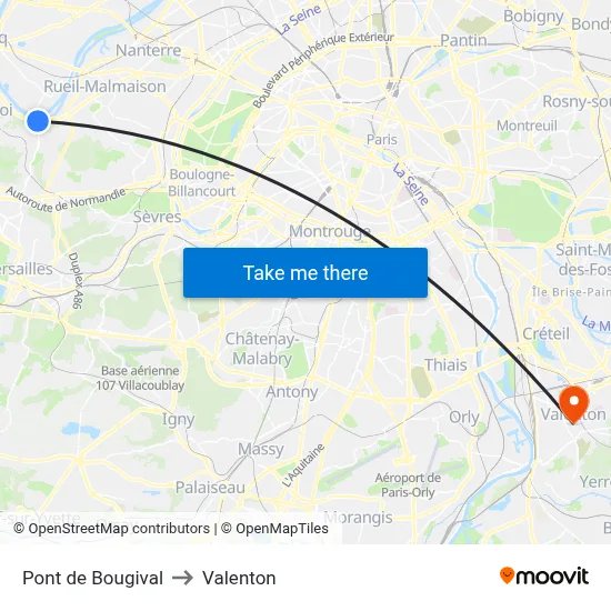 Pont de Bougival to Valenton map