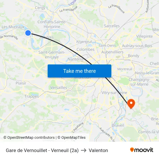 Gare de Vernouillet - Verneuil (2a) to Valenton map