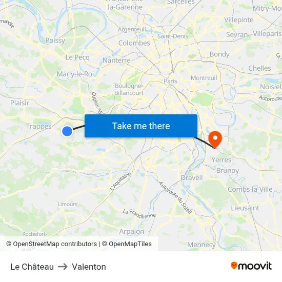 Le Château to Valenton map
