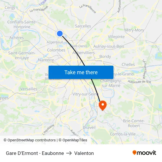 Gare D'Ermont - Eaubonne to Valenton map