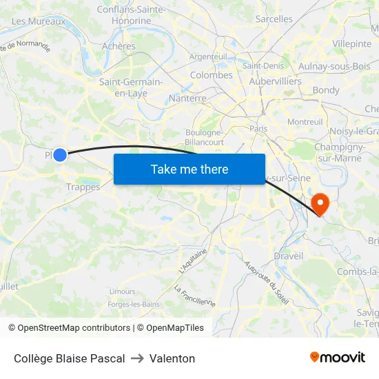 Collège Blaise Pascal to Valenton map