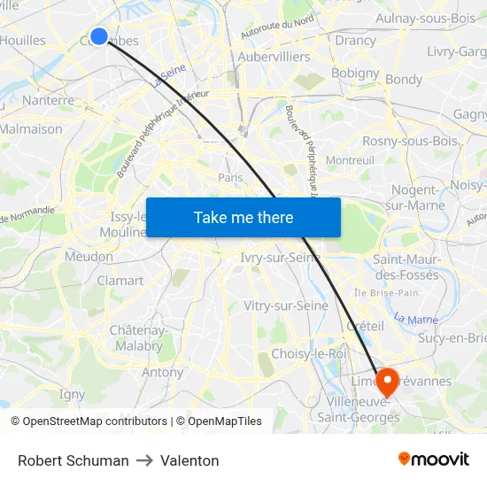 Robert Schuman to Valenton map