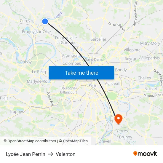 Lycée Jean Perrin to Valenton map