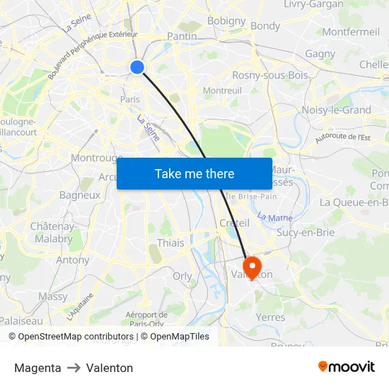 Magenta to Valenton map