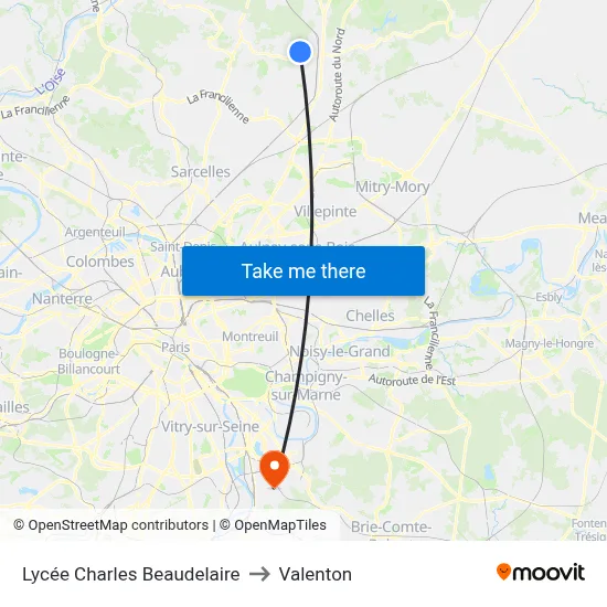 Lycée Charles Beaudelaire to Valenton map