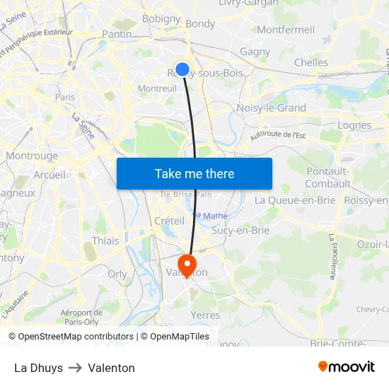 La Dhuys to Valenton map