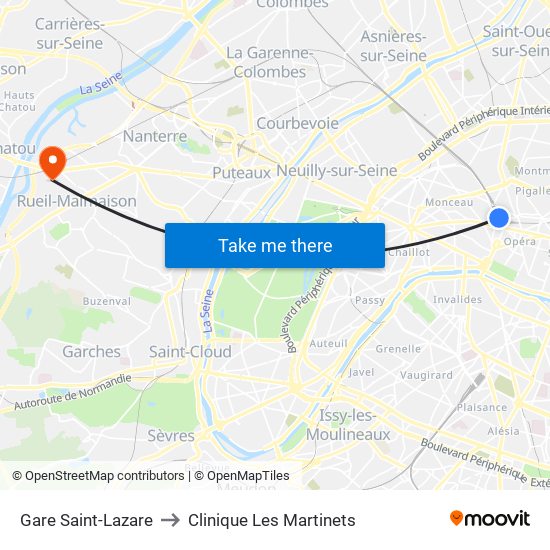 Gare Saint-Lazare to Clinique Les Martinets map