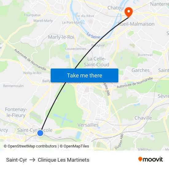 Saint-Cyr to Clinique Les Martinets map