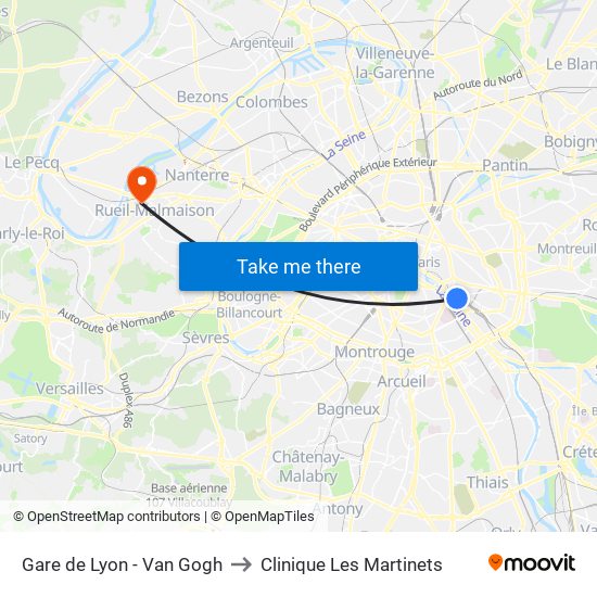 Gare de Lyon - Van Gogh to Clinique Les Martinets map