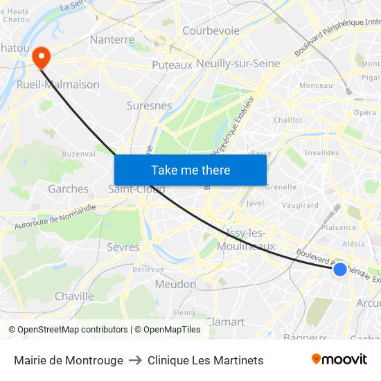 Mairie de Montrouge to Clinique Les Martinets map