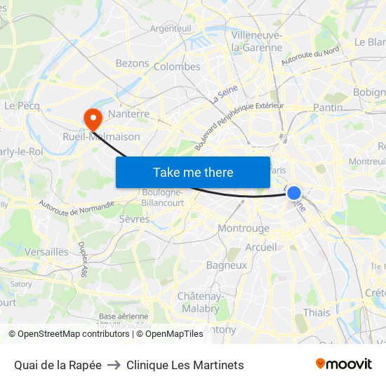Quai de la Rapée to Clinique Les Martinets map