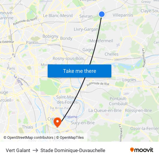 Vert Galant to Stade Dominique-Duvauchelle map