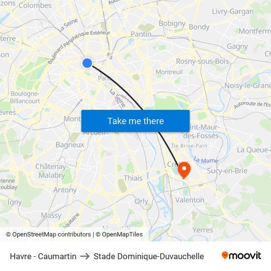 Havre - Caumartin to Stade Dominique-Duvauchelle map