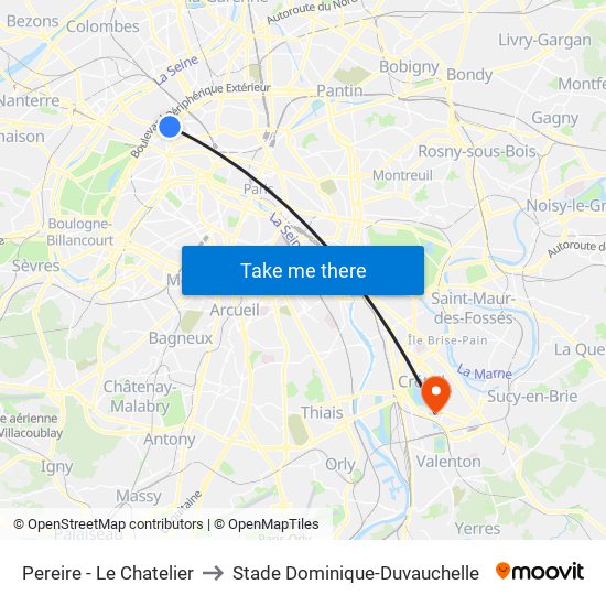 Pereire - Le Chatelier to Stade Dominique-Duvauchelle map