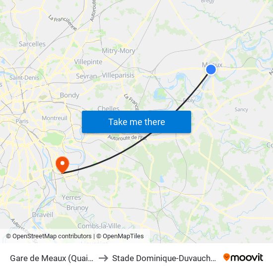 Gare de Meaux (Quai D) to Stade Dominique-Duvauchelle map